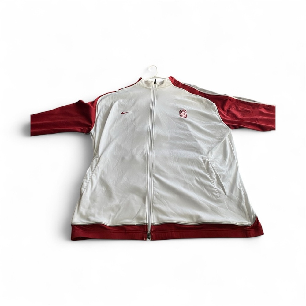 STANFORD NIKE TEAM MENS NCAA BASKETBALL Warmup Full Zip Size XXL Vintage White